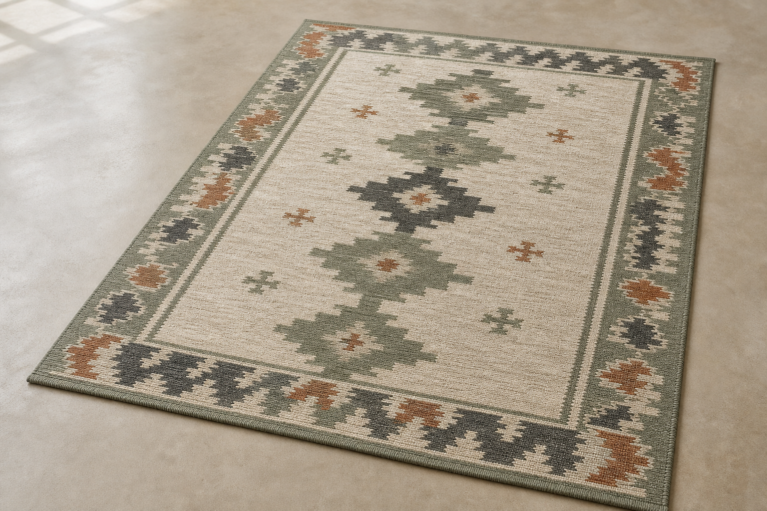 Linnea Stripe rug in cream, graphite, muted clay